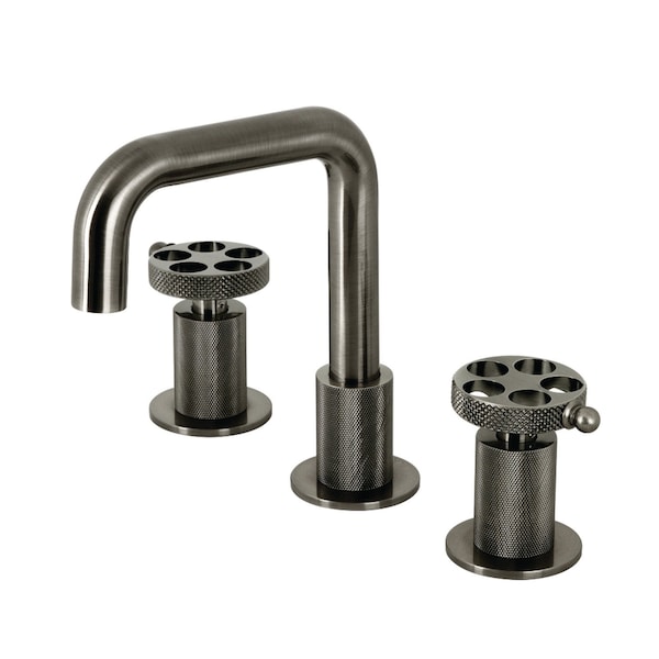 Widespread Bathroom Faucet with Push PopUp, Black Stainless